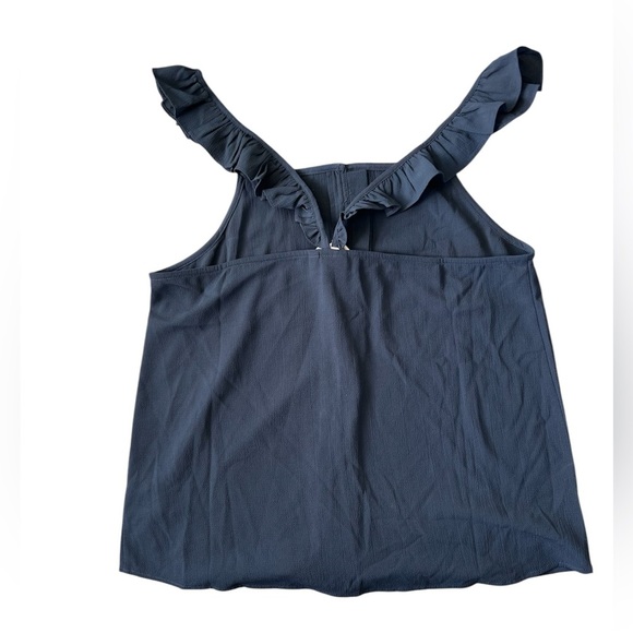 ICHI Navy Blue Button Down Flutter Blouse XL NWT - Picture 2 of 4